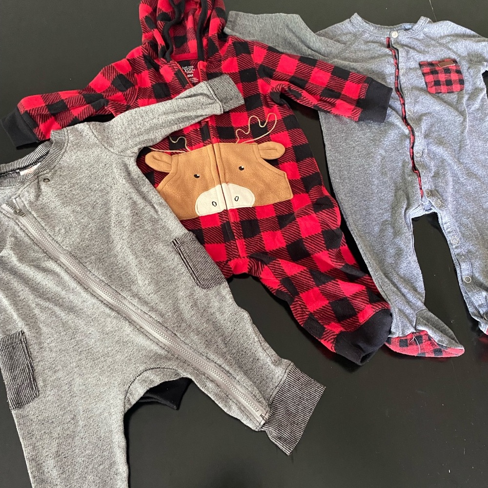 0-6Mo Baby Long Sleeve  One Piece Romper 3pk